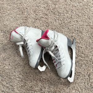 Riedell Sparkle White and Pink Ice Skates- Figure Skates